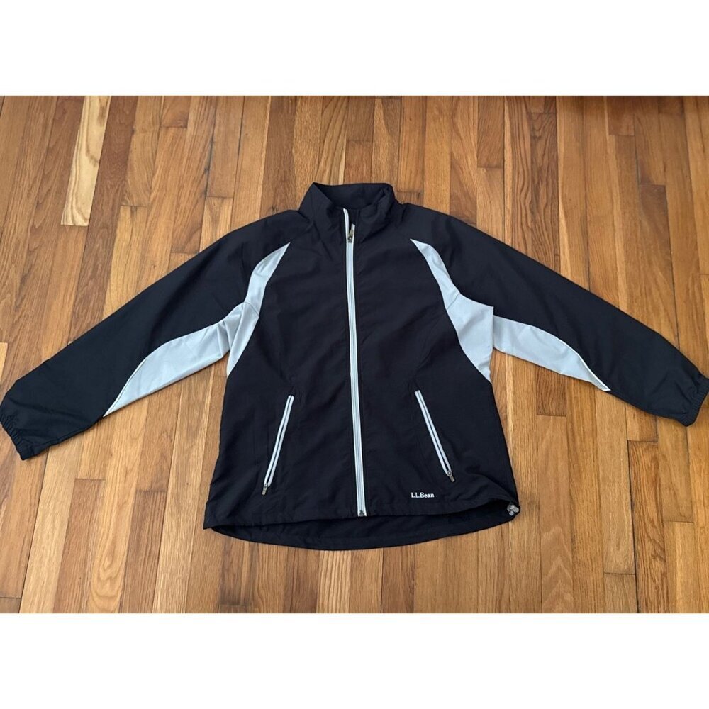 L.L Bean Jacket Women's Gray Lightweight Windbreaker Reflective Full Zip Size L